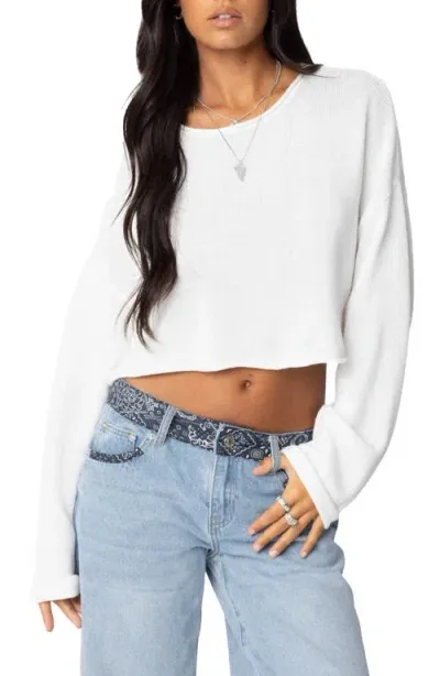 Edikted Shyrah Oversize Knit Crop Top In White