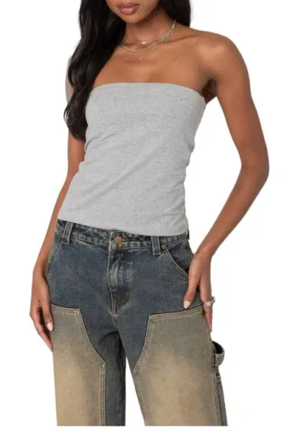 Edikted Stretch Cotton Tube Top In Gray Melange