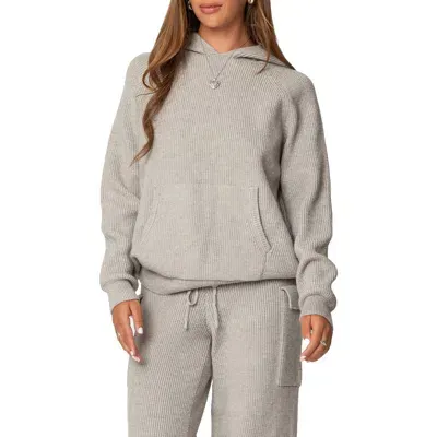 Edikted Wynter Oversize Sweater Hoodie In Gray-melange