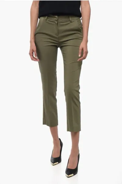 Edra Pleated Cigarette Pants In Green