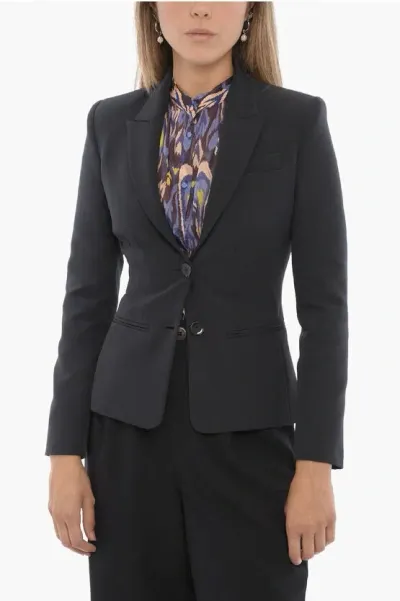 Edra Solid Color Two-buttons Blazer In Black