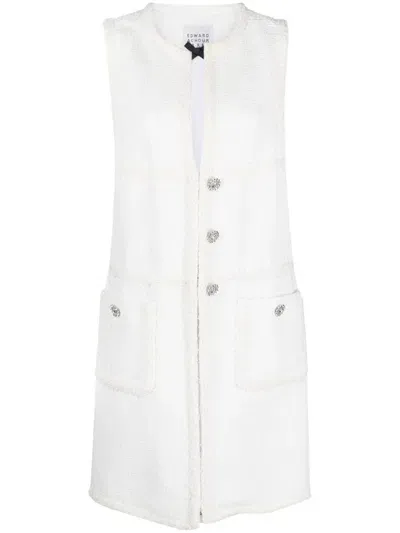 Edward Achour Paris Button-fastening Tweed Vest-dress In White