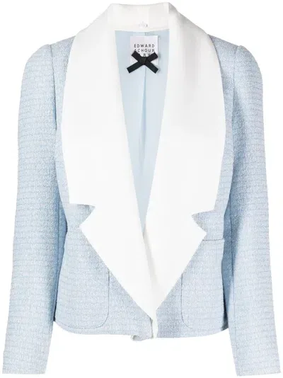 Edward Achour Paris Two-tone Notched Jacket In Blue