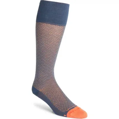 Edward Armah Basketweave Pattern Compression Dress Socks In Steel Blue