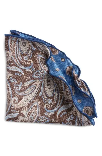 Edward Armah Exploded Paisley & Medallion Silk Pocket Circle In Brown