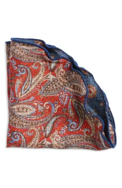 Edward Armah Exploded Paisley & Medallion Silk Pocket Circle In Rust