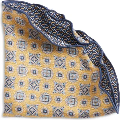 Edward Armah Foulard Links Reversible Silk Pocket Circle In Yellow