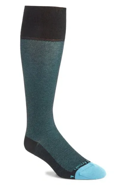 Edward Armah Herringbone Compression Dress Socks In Green