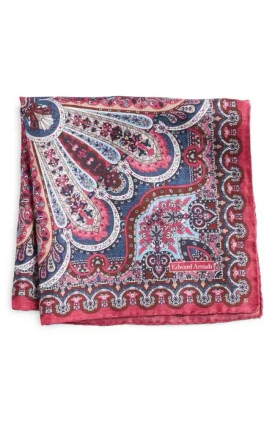 Edward Armah Paisley Silk Pocket Square In Barn Red