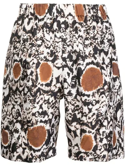 Edward Crutchley Silk Abstract-pattern Shorts In White