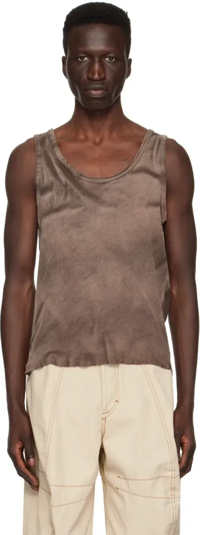 Edward Cuming Brown Raw Edge Tank Top In Washed Brown