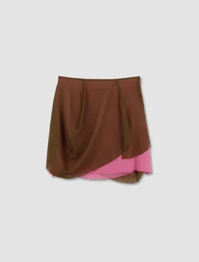 Edward Cuming Draped Mini Skirt In Ochre,pink