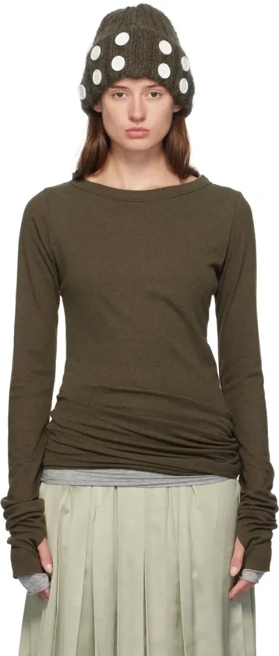 Edward Cuming Khaki Banana Twist Long Sleeve T-shirt In Dark Khaki