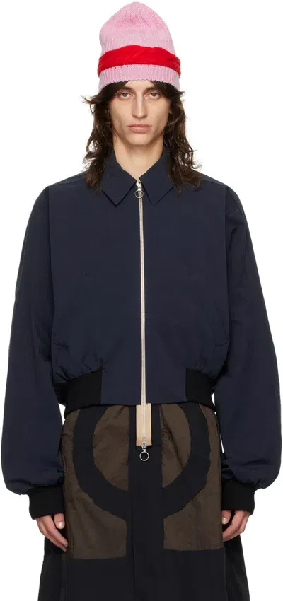 Edward Cuming Navy Bottom Heavy Bomber Jacket