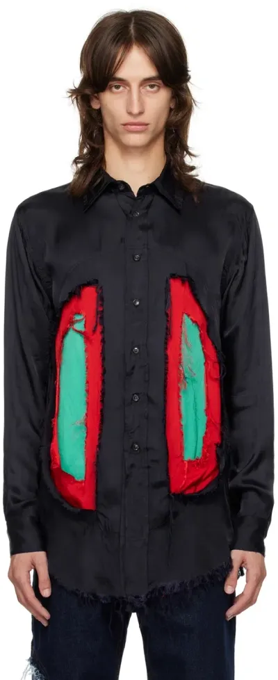 Edward Cuming Navy Lung Window Shirt In Navy/ Red/ Aqua Gree