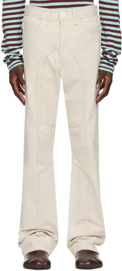 Edward Cuming Off-white Raw Edge Jeans In Cream