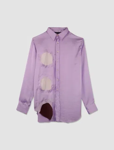 Edward Cuming Polka Dot Shirt In Lilac-white-burgundy