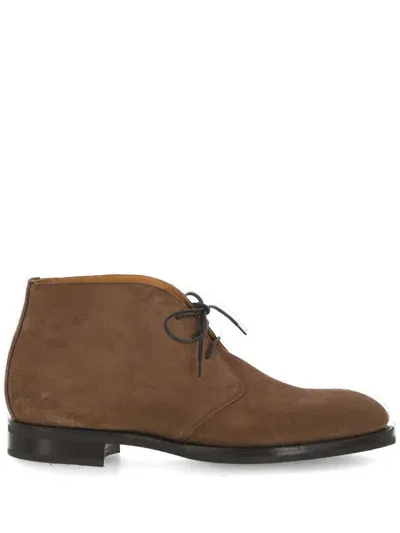 Edward Green Dover Suede Derby Shoes In Brown