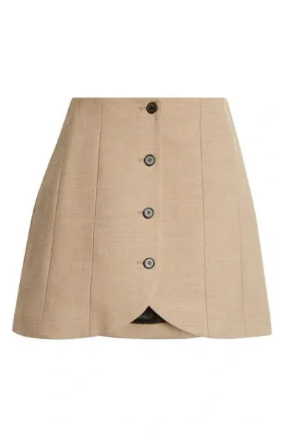 Eenk Button Wool Blend Miniskirt In Beige