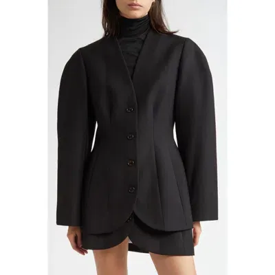 Eenk Hourglass Oversize Sleeve Wool Jacket In Black