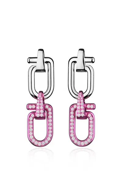 Eéra 18k White Gold And 925 Silver Mega Reine Earring Double