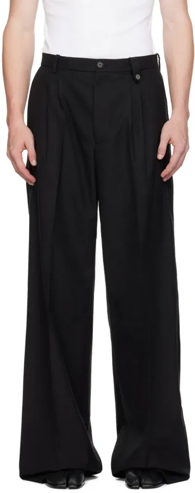 Egonlab Black Barberis Trousers In Black Wool Barberis