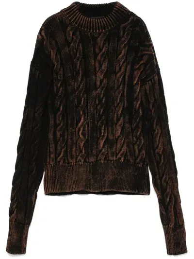 Egonlab Cable-knit Sweater In Brown