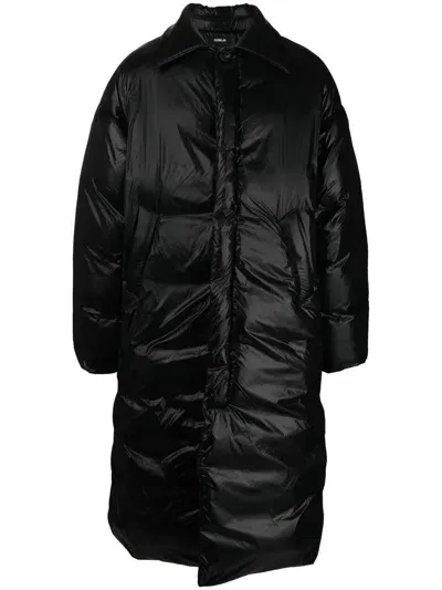 Egonlab Concealed-front Padded Coat In Black