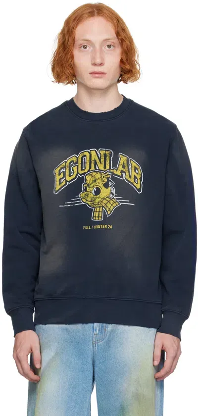 Egonlab Navy Printed-logo Sweatshirt In Blue