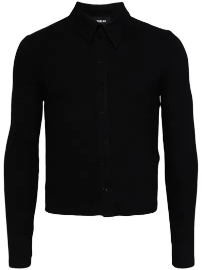 Egonlab Wool Button-up Cardigan In Black