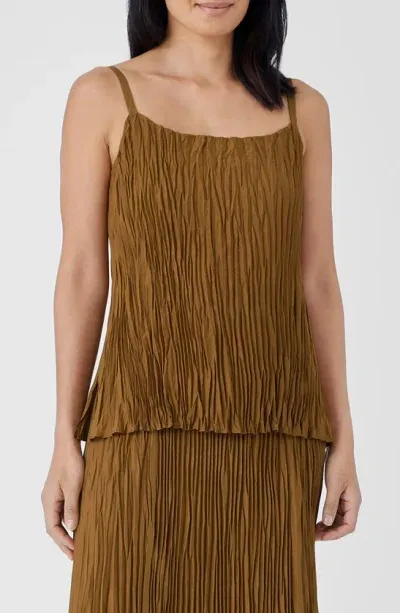 Eileen Fisher Crinkled Silk Camisole In Bronze