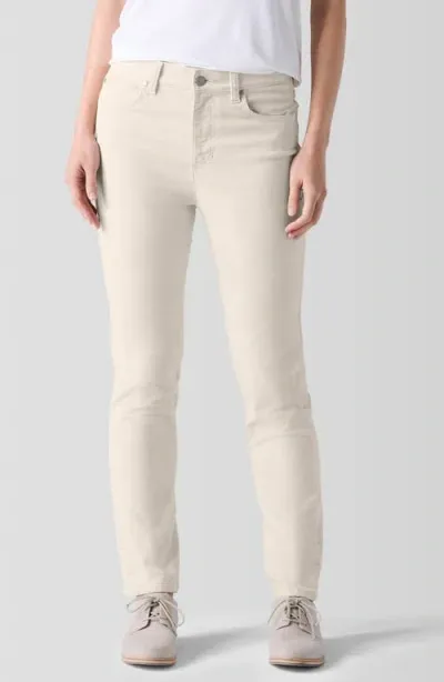 Eileen Fisher High Waist Slim Ankle Pants In Almond