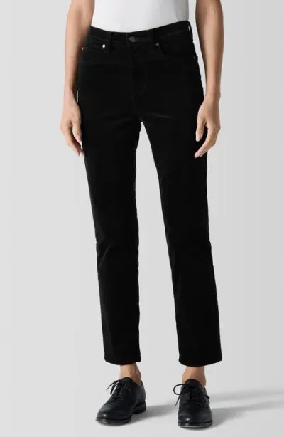 Eileen Fisher High Waist Slim Ankle Pants In Black