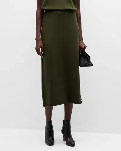 Eileen Fisher Organic Cotton French Terry Midi Skirt In Seaweed