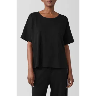 Eileen Fisher Sleep Boxy Organic Cotton Pajama Top In Black