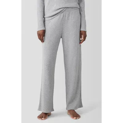 Eileen Fisher Sleep Organic Cotton Waffle Knit Straight Ankle Pants In Dark Pearl