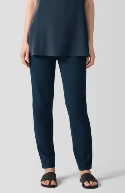 Eileen Fisher Slim Ankle Pants In Deep Adriatic