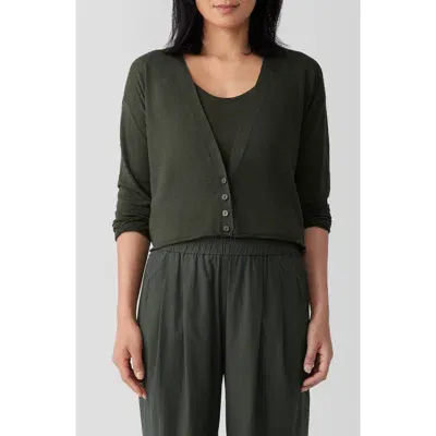 Eileen Fisher V-neck Organic Linen & Organic Cotton Cardigan In Seaweed