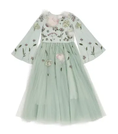 Eirene Kids' Embellished Floral Dress In Blue