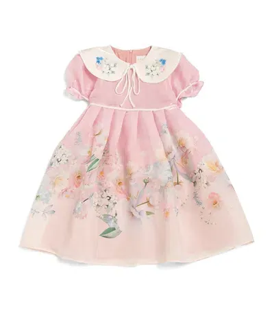 Eirene Kids' Embellished Floral Ombré Dress In Pink