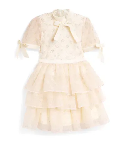 Eirene Kids' Lace Flower-embellished Dress In Ivory