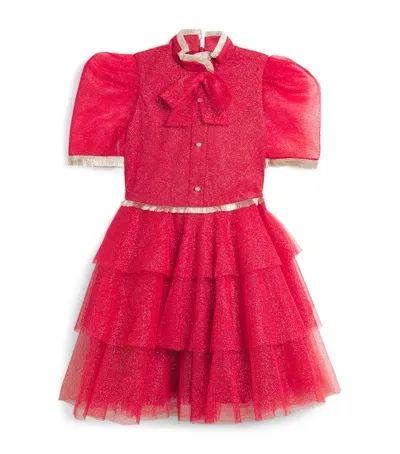 Eirene Kids' Tulle Glittered Dress In Red