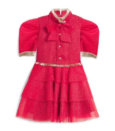 Eirene Kids' Tulle Glittered Dress In Red