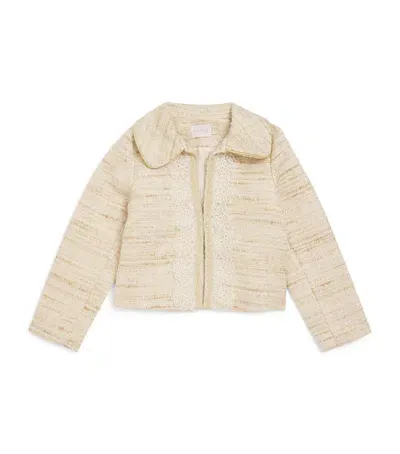 Eirene Kids' Wool-blend Lace-trimmed Blazer In Neutral