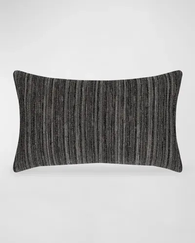 Elaine Smith Luxe Stripe Outdoor Lumbar Pillow In Charcoal