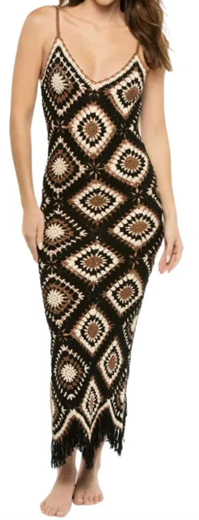 Elan Crochet Maxi Dress In Black