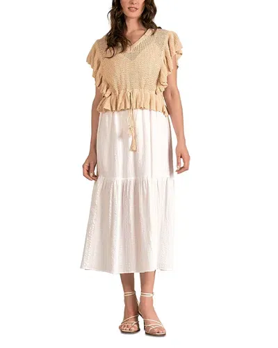 Elan Knit Bodice Dress In Beige