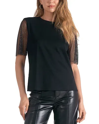 Elan Mesh Sleeve Tee In Black