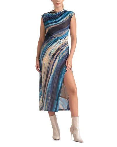 Elan Mock Neck Midi Dress In Multi