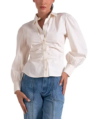 Elan Ruched Blouse In Off White